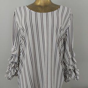 Melanie Lyne Black & White Striped Blouse